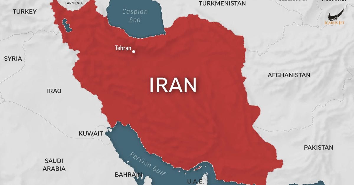 Iran map for aviation routes and flight planning