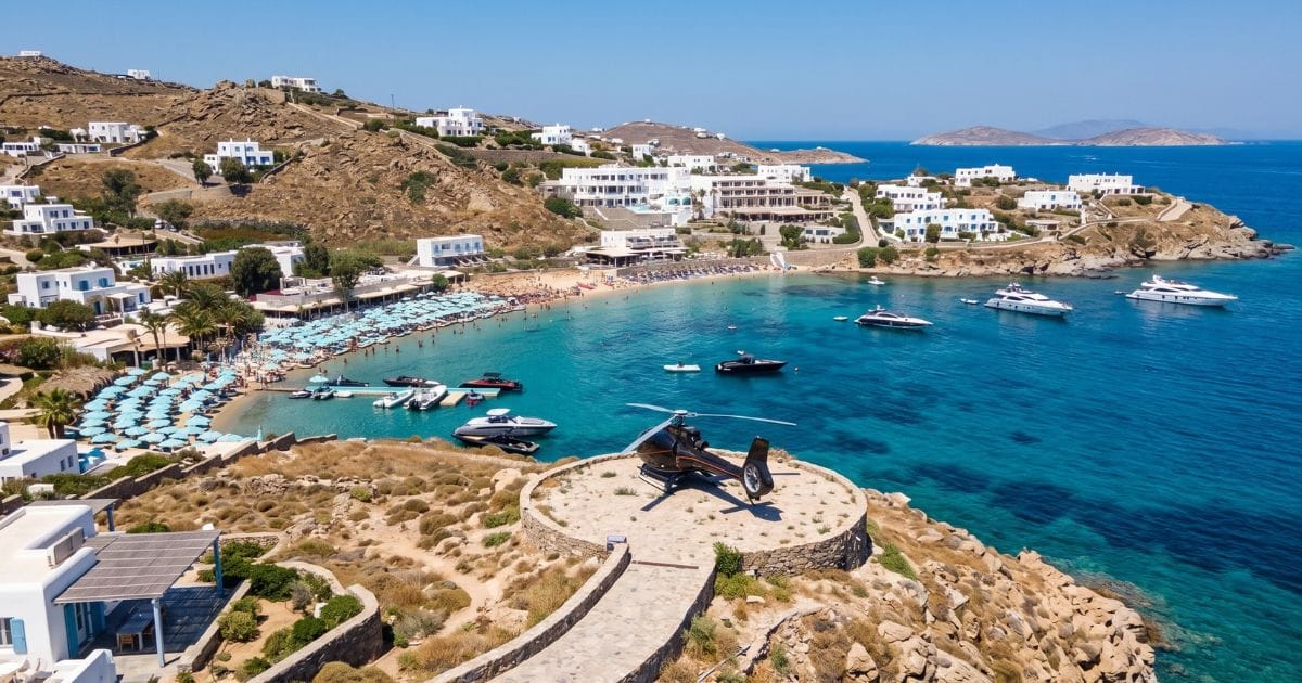 Athens to Scorpios Mykonos Helicopter Charter