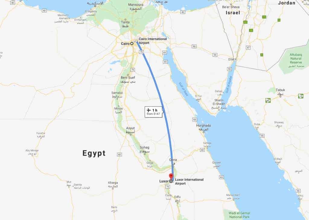 Cairo to Luxor Jet Charter Map