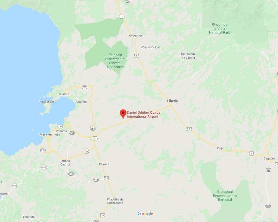 Liberia International Airport Costa Rica Map
