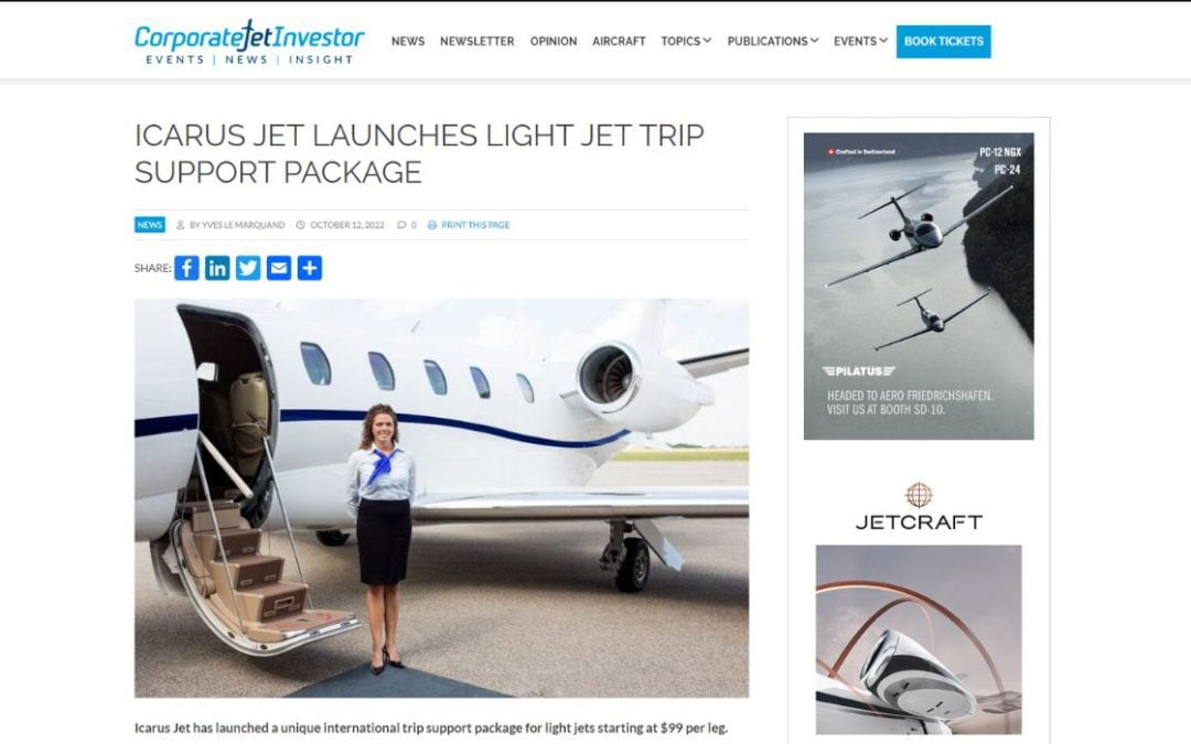 ICARUS JET LAUNCHES LIGHT JET TRIP SUPPORT PACKAGE