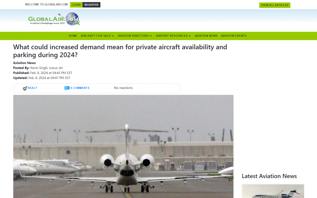 What could increased demand mean for private aircraft availability and parking during 2024?