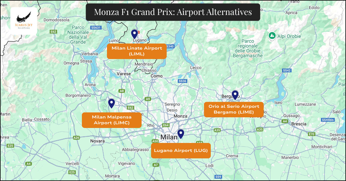 Monza F1 Grand Prix Airport Alternatives
