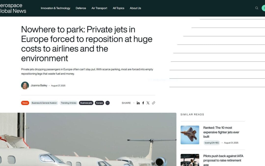 Nowhere to park: Private jets in Europe forced to reposition at huge costs to airlines and the environment