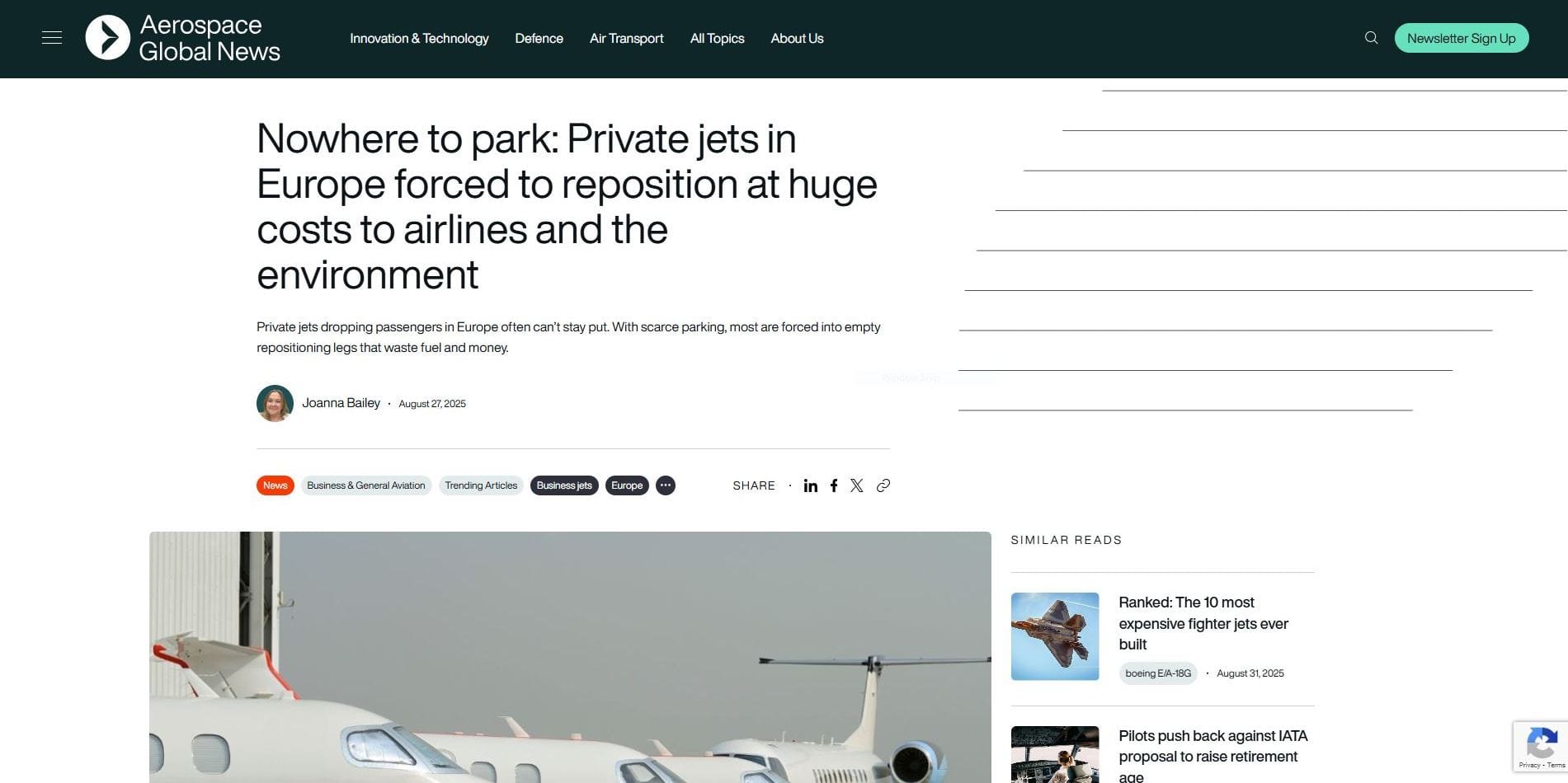 Nowhere to park: Private jets in Europe forced to reposition at huge costs to airlines and the environment