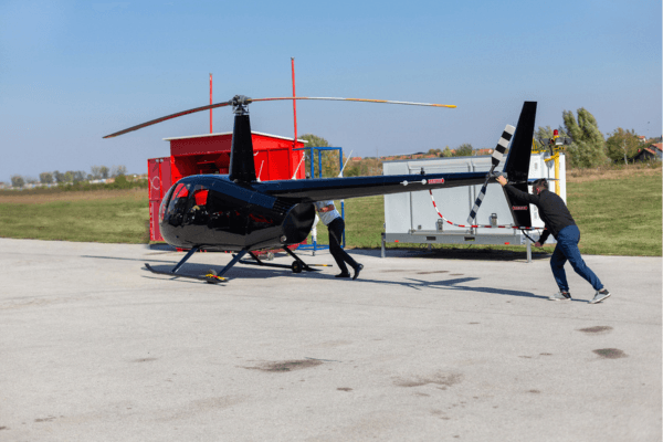 Robinson 44 single engine helicopter