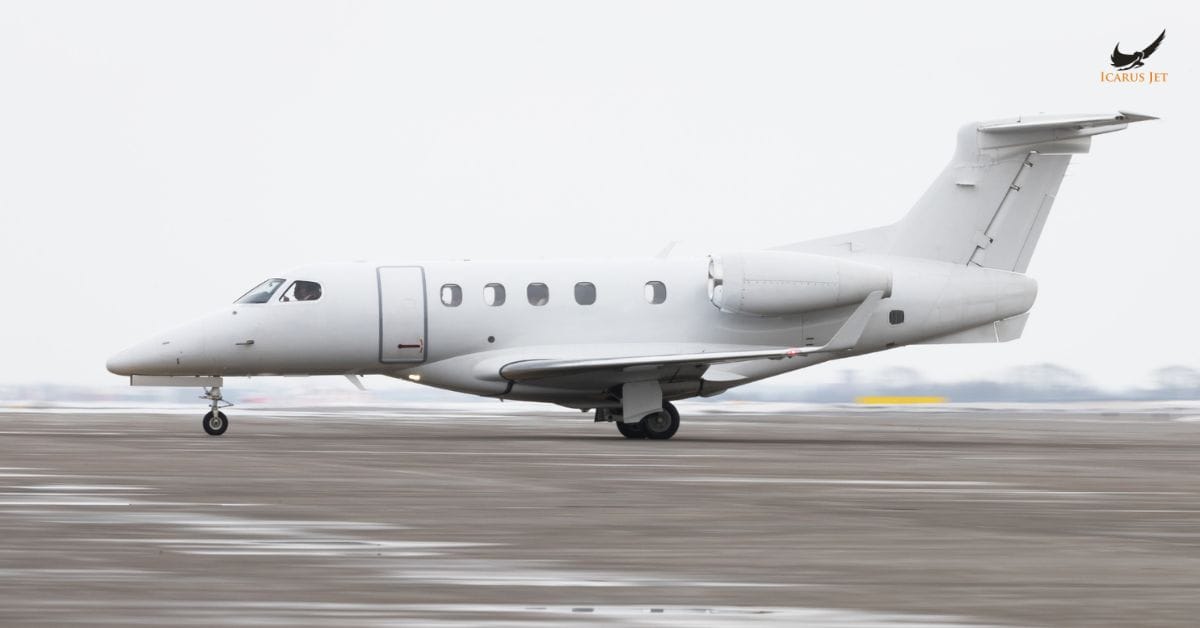 light private jet taxiing on runway