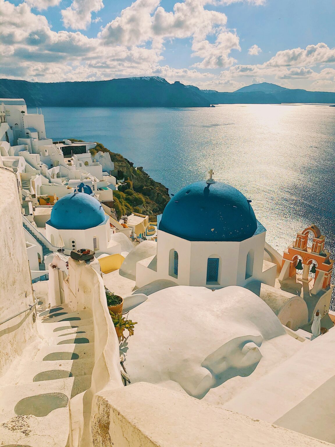 Syros Island National Airport (JSY / LGSO): blue-domed church overlooking the Aegean Sea in Greece